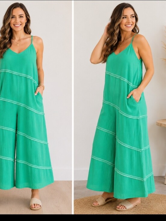 Pants - 💚💚💚💚 Green Oversized Wide-Leg Jumpsuit – NWT (New With Tags) B6